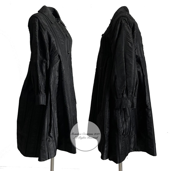Galanos Swing Coat Black Striped Satin Evening Wear Vintage Formal Rare - Picture 7 of 9
